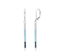 Paar Ohrhänger ELLI "Stab lang mit 925 Silber, mit Kristallen von Swarovski", blau, Ohrringe, Damen, onesize,mit Steinen, Silber 925 (Sterlingsilber) (46230931-0) blau