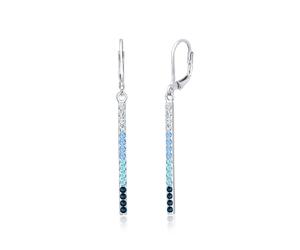 Paar Ohrhänger ELLI "Stab lang mit 925 Silber, mit Kristallen von Swarovski", blau, Ohrringe, Damen, onesize,mit Steinen, Silber 925 (Sterlingsilber) (46230931-0) blau