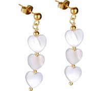 Paar Ohrhänger FIRETTI "Schmuck Geschenk Edelstahl Ohrschmuck Ohrringe Herz", weiß (gelbgoldfarben, perlmuttfarben), Ohrringe, Damen, 8,5mm, Edelstahl, Paar Ohrhänger, mit Perlmutt (57017530-0)