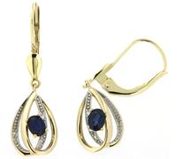 Paar Ohrhänger FIRETTI "Schmuck Geschenk Gold 333 Ohrschmuck Patentbrisur Farbstein Edelstein", blau (gelbgoldfarben, weißgoldfarben, blau, blau), Ohrringe, Damen, 0,01 P2 = erkennbare Einschlüsse, Di