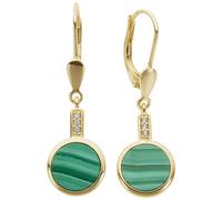 Paar Ohrhänger FIRETTI "Schmuck Geschenk Gold 333 Ohrschmuck Patentbrisur Farbstein Edelstein", gold (gelbgoldfarben, grün, grün), Ohrringe, Damen, 0,02 P2 = erkennbare Einschlüsse, Diamanten Gelbgold