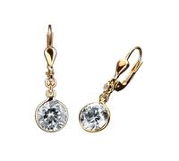 Paar Ohrhänger FIRETTI "Schmuck Geschenk Gold 333 Ohrschmuck Patentbrisur Solitär Glitzer", gold (gelbgoldfarben, kristallweiß), Ohrringe, Damen, 9mm, Gelbgold 333, mit Zirkonia (synth.) (671352-0) ge
