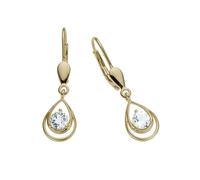 Paar Ohrhänger FIRETTI "Schmuck Geschenk Gold 333 Ohrschmuck Patentbrisur Tropfen Glitzer", bunt (gelbgoldfarben, hellblau, hellblau), Ohrringe, Damen, Gelbgold 333, Paar Ohrhänger, mit Blautopas (beh