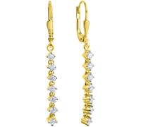 Paar Ohrhänger FIRETTI "Schmuck Geschenk Gold 375 Ohrschmuck Ohrring Stäbchen", gelb (gelbgoldfarben, weißgoldfarben, kristallweiß, kristallweiß), Ohrringe, Damen, Gelbgold 375, Paar Ohrhänger, mit Zi