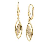 Paar Ohrhänger FIRETTI "Schmuck Geschenk Gold 375 Ohrschmuck Ohrringe Blatt Tropfen Design", gelbgoldfarben, kristallweiß, kristallweiß, Ohrringe, Damen, Gelbgold 375, mit Zirkonia (synth.) (21855428-