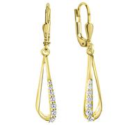 Paar Ohrhänger FIRETTI "Schmuck Geschenk Gold 375 Ohrschmuck Patentbrisur Glitzer", gelb (gelbgoldfarben, weißgoldfarben, kristallweiß, kristallweiß), Ohrringe, Damen, Gelbgold 375, Paar Ohrhänger, mi