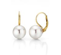 Paar Ohrhänger FIRETTI "Schmuck Geschenk Gold 375 Ohrschmuck Patentbrisur Perle" Gr. 8, gold (gelbgoldfarben, weiß), Ohrringe, Damen, 8, Gelbgold 375 Perlen, Gelbgold 375, Perlen, Made in Germany - mi