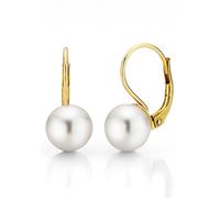 Paar Ohrhänger FIRETTI "Schmuck Geschenk Gold 375 Ohrschmuck Patentbrisur Perle" Gr. 9, gold (gelbgoldfarben, weiß), Ohrringe, Damen, 9, Gelbgold 375 Perlen, Gelbgold 375, Perlen, Made in Germany - mi