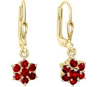 Paar Ohrhänger FIRETTI "Schmuck Geschenk, Ohrringe Blüte, Gold 333", gold (gelbgoldfarben, rot, rot), Ohrringe, Damen, Gelbgold 333, mit Granat (22386944-0) gelbgoldfarben, rot, rot