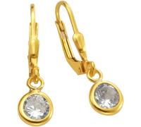 Paar Ohrhänger FIRETTI "Schmuck Geschenk, Ohrringe Solitär, Silber 925", gold (gelbgoldfarben, kristallweiß, kristallweiß), Ohrringe, Damen, Silber 925 (Sterlingsilber), mit Zirkonia (synth.) (8334505