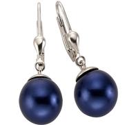 Paar Ohrhänger FIRETTI "Schmuck Geschenk Ohrschmuck Patentbrisur Perle", bunt (silberfarben, blau), Ohrringe, Damen, 10mm, Perlen Silber 925 (Sterlingsilber), Perlen, Silber 925 (Sterlingsilber), mit 