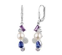 Paar Ohrhänger FIRETTI "Schmuck Geschenk Silber 925 Ohrringe Baguette Kreis Tropfen", silberfarben, lavendel, tanzanite, lila, kristallweiß, weiß, lavendel, tanzanite, lila, kristallweiß, Ohrringe, Da