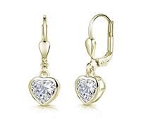 Paar Ohrhänger FIRETTI "Schmuck Geschenk Silber 925 Ohrringe Herz", gelbgoldfarben, kristallweiß, kristallweiß, Ohrringe, Damen, Silber 925 (Sterlingsilber), Made in Germany - mit Zirkonia (synth.) (7