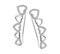 Paar Ohrhänger FIRETTI "Schmuck Geschenk Silber 925 Ohrschmuck Ohrhaken Ear Cuffs Herz", silber (silberfarben, kristallweiß, kristallweiß), Ohrringe, Damen, Silber 925 (Sterlingsilber), Paar Ohrhänger