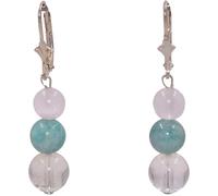 Paar Ohrhänger FIRETTI "Schmuck Geschenk Silber 925 Ohrschmuck Ohrringe Edelsteine", rosa (silberfarben, rosa, grün, transparent, rosa, grün, transparent), Ohrringe, Damen, Silber 925 (Sterlingsilber)