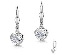 Paar Ohrhänger FIRETTI "Schmuck Geschenk Silber 925 Ohrschmuck Ohrringe Herzform", silber (silberfarben, kristallweiß, kristallweiß), Ohrringe, Damen, Silber 925 (Sterlingsilber), Made in Germany - mi