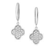 Paar Ohrhänger FIRETTI "Schmuck Geschenk Silber 925 Ohrschmuck Ohrringe Kleeblatt", silberfarben, kristallweiß, kristallweiß, Ohrringe, Damen, Silber 925 (Sterlingsilber), mit Zirkonia (synth.) (19063