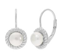 Paar Ohrhänger FIRETTI "Schmuck Geschenk Silber 925 Ohrschmuck Ohrringe Kreis rund", silberfarben, weiß, weiß, Ohrringe, Damen, Perlen Silber 925 (Sterlingsilber), Perlen, Silber 925 (Sterlingsilber),