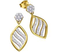 Paar Ohrhänger FIRETTI "Schmuck Geschenk Silber 925 Ohrschmuck Ohrringe Statement Navette", silber (gelbgoldfarben, silberfarben), Ohrringe, Damen, 0,12 P3 = leicht erkennbare Einschlüsse, Diamanten S