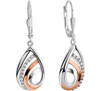 Paar Ohrhänger FIRETTI "Schmuck Geschenk Silber 925 Ohrschmuck Ohrringe Tropfen bicolor", rosa (silberfarben, roségoldfarben, kristallweiß, kristallweiß), Ohrringe, Damen, Silber 925 (Sterlingsilber),