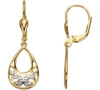 Paar Ohrhänger FIRETTI "Schmuck Geschenk Silber 925 Ohrschmuck Ohrringe Tropfen Bicolor", silber (gelbgoldfarben, silberfarben, w = weiß), Ohrringe, Damen, 0,03, 0,03 P3 = leicht erkennbare Einschlüss