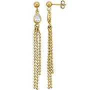 Paar Ohrhänger FIRETTI "Schmuck Geschenk Silber 925 Ohrschmuck Ohrringe Tropfen Kugelkette", gold (gelbgoldfarben, kristallweiß, kristallweiß), Ohrringe, Damen, Silber 925 (Sterlingsilber), mit Zirkon