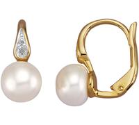 Paar Ohrhänger FIRETTI "Schmuck Geschenk Silber 925 Ohrschmuck Ohrringe Tropfen", weiß (gelbgoldfarben, silberfarben, weiß), Ohrringe, Damen, 0,02 P3 = leicht erkennbare Einschlüsse, Diamanten Perlen