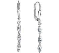 Paar Ohrhänger FIRETTI "Schmuck Geschenk Silber 925 Ohrschmuck Ohrringe verschlungen", silber (silberfarben, kristallweiß, kristallweiß), Ohrringe, Damen, Silber 925 (Sterlingsilber), mit Zirkonia (sy