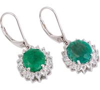 Paar Ohrhänger FIRETTI "Schmuck Geschenk Silber 925 Ohrschmuck Patentbrisur Edelstein Smaragd", bunt (silberfarben, grün, grün, weiß), Ohrringe, Damen, Silber 925 (Sterlingsilber), mit Smaragd (beh.),