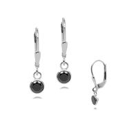 Paar Ohrhänger FIRETTI "Schmuck Geschenk Silber 925 Ohrschmuck Patentbrisur Glitzer", silber (silberfarben, schwarz, schwarz), Ohrringe, Mädchen, 5,5mm, Silber 925 (Sterlingsilber), Made in Germany - 