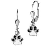 Paar Ohrhänger FIRETTI "Schmuck Geschenk Silber 925 Ohrschmuck Patentbrisur Ohrschmuck Pfote", bunt (silberfarben, weiß, schwarz), Ohrringe, Mädchen, Silber 925 (Sterlingsilber), Made in Germany (8503