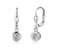 Paar Ohrhänger FIRETTI "Schmuck Geschenk Silber 925 Ohrschmuck Patentbrisur Solitär Glitzer", silber (silberfarben, kristallweiß, kristallweiß), Ohrringe, Mädchen, Silber 925 (Sterlingsilber), Made in