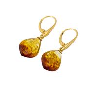 Paar Ohrhänger FIRETTI "Schmuck Geschenk Silber 925 Ohrschmuck Patentbrisur Tropfen Bernstein", gold (silber, 925, gelbgoldfarben, bernsteinfarben, bernsteinfarben), Ohrringe, Damen, Silber 925 (Sterl