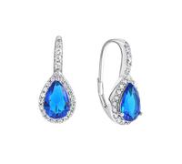 Paar Ohrhänger FIRETTI "Schmuck Geschenk Silber 925 Ohrschmuck Patentbrisur Tropfen Glitzer", blau (silberfarben, kristallweiß, dunkelblau, kristallweiß, dunkelblau), Ohrringe, Damen, Silber 925 (Ster