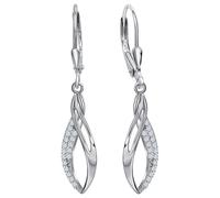Paar Ohrhänger FIRETTI "Schmuck Geschenk Silber 925 Ohrschmuck Patentbrisur Tropfen", silber (silberfarben, kristallweiß, kristallweiß), Ohrringe, Damen, Silber 925 (Sterlingsilber), Paar Ohrhänger, m