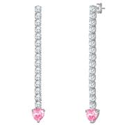 Glanzstücke München Damen Ohrhänger aus 925/- Sterling Silber rhodiniert mit Zirkonia weiß rosa Herz Silberohrhänger