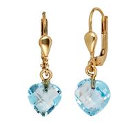 Paar Ohrhänger JOBO, gelb (gelbgold 585), Ohrringe, Damen, Gelbgold 585, Herz 585 Gold mit Blautopas (88247121-0) gelbgold 585