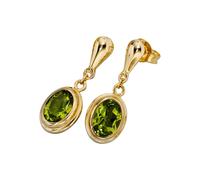 Paar Ohrhänger JOBO, gelb (gelbgold 585), Ohrringe, Damen, Gelbgold 585, oval 585 Gold mit Peridot (35101115-0) gelbgold 585