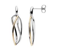 Paar Ohrhänger JOBO "Ohrringe hängend 31 mm lang", gelbgold 333, weiß, Ohrringe, Damen, Gelbgold 333 Weißgold 333, Gelbgold 333, Weißgold 333, 333 Gold bicolor mit Zirkonia (67416618-0) gelbgold 333, 