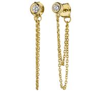 Paar Ohrhänger JOBO "Ohrringe mit Ketten hängend 37 mm lang", goldfarben, weiß, Ohrringe, Damen, Silber 925 (Sterlingsilber), 925 Silber vergoldet mit 2 Zirkonia (73363907-0) goldfarben, weiß