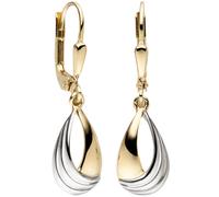 Paar Ohrhänger JOBO "Tropfen-Ohrringe in Bicolor-Optik", gold (gelbgold 333), Ohrringe, Damen, Gelbgold 333, 333 Gold (67356654-0) gelbgold 333