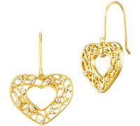 Paar Ohrhänger JULIE JULSEN "925/- Sterling Silber vergoldet Herz insgesamt 22 Zirkonia", gold (gold, weiß), Ohrringe, Damen, one-size, Silber 925 (Sterlingsilber) (87526625-0) gold, weiß