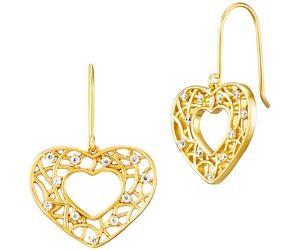 Paar Ohrhänger JULIE JULSEN "925/- Sterling Silber vergoldet Herz insgesamt 22 Zirkonia", gold (gold, weiß), Ohrringe, Damen, one-size, Silber 925 (Sterlingsilber) (87526625-0) gold, weiß