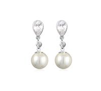 Paar Ohrhänger NENALINA "Hänger Perle Zirkonia Muschelkernperle 925 Silber", silber, Ohrringe, Damen, onesize, ohne Stein, Silber 925 (Sterlingsilber), Paar Ohrhänger (27721640-0)