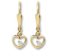 Paar Ohrhänger ONE ELEMENT "Zirkonia Herz Ohrringe Ohrhänger aus 333 Gelbgold", gold, Ohrringe, Damen, Damen, Gelbgold 333 Gold, Gelbgold 333, Gold, Herz mit Bedeutung - eine feine Geschenkidee für vi