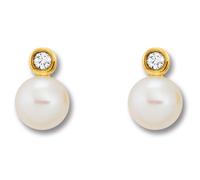 Paar Ohrhänger ONE ELEMENT "Zirkonia Ohrringe Ohrstecker aus 333 Gelbgold", gold, Ohrringe, Damen, Damen,mit Zirkonia, Gelbgold 333 Gold Perlen, Gelbgold 333, Gold, Perlen, Symbolische Note - harmonis
