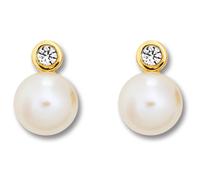 Paar Ohrhänger ONE ELEMENT "Zirkonia Ohrringe Ohrstecker aus 333 Gelbgold", gold, Ohrringe, Damen, Damen,mit Zirkonia, Gelbgold 333 Gold Perlen, Gelbgold 333, Gold, Perlen, Damen Gold Schmuck (3231121