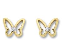 Paar Ohrhänger ONE ELEMENT "Zirkonia Schmetterling Ohrringe Ohrstecker aus 333 Gelbgold", gold, Ohrringe, Damen, Kinder, Gelbgold 333 Gold, Gelbgold 333, Gold, Persönlicher Akzent - schlicht, modern,
