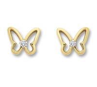 Paar Ohrhänger ONE ELEMENT "Zirkonia Schmetterling Ohrringe Ohrstecker aus 333 Gelbgold", gold, Ohrringe, Damen, Kinder, Gelbgold 333 Gold, Gelbgold 333, Gold, Damen Gold Schmuck Schmetterling (856218