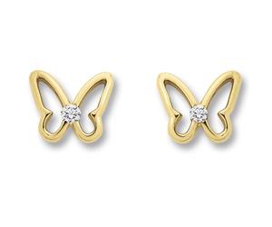 Paar Ohrhänger ONE ELEMENT "Zirkonia Schmetterling Ohrringe Ohrstecker aus 333 Gelbgold", gold, Ohrringe, Damen, Kinder, Gelbgold 333 Gold, Gelbgold 333, Gold, Persönlicher Akzent - schlicht, modern, 